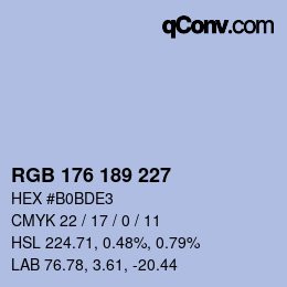 Color code: RGB 176 189 227 | qconv.com