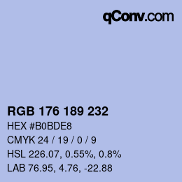 Color code: RGB 176 189 232 | qconv.com
