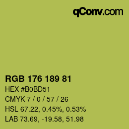 Color code: RGB 176 189 81 | qconv.com