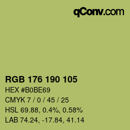 Color code: RGB 176 190 105 | qconv.com