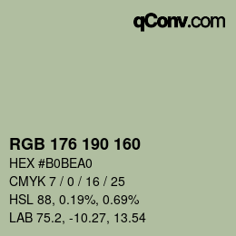 Color code: RGB 176 190 160 | qconv.com