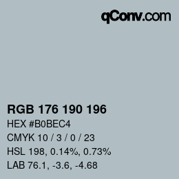 Color code: RGB 176 190 196 | qconv.com