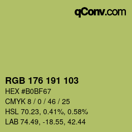 Color code: RGB 176 191 103 | qconv.com