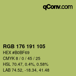 Color code: RGB 176 191 105 | qconv.com