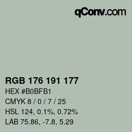 Farbcode: RGB 176 191 177 | qconv.com