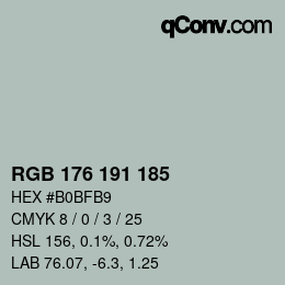 颜色代码: RGB 176 191 185 | qconv.com