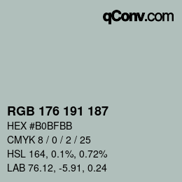 Código de color: RGB 176 191 187 | qconv.com