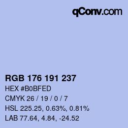 Color code: RGB 176 191 237 | qconv.com