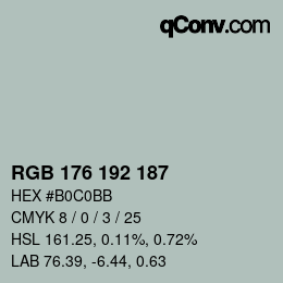 Farbcode: RGB 176 192 187 | qconv.com