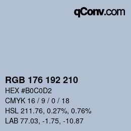 カラーコード: RGB 176 192 210 | qconv.com