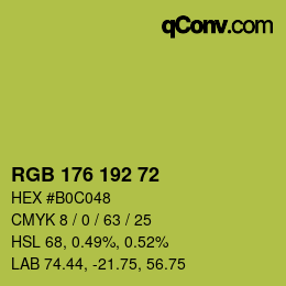 Color code: RGB 176 192 72 | qconv.com