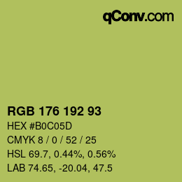 Color code: RGB 176 192 93 | qconv.com