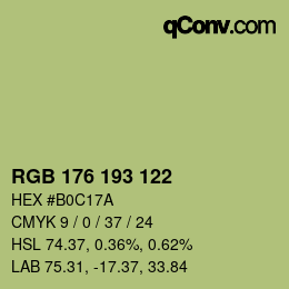 カラーコード: RGB 176 193 122 | qconv.com