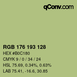 Color code: RGB 176 193 128 | qconv.com