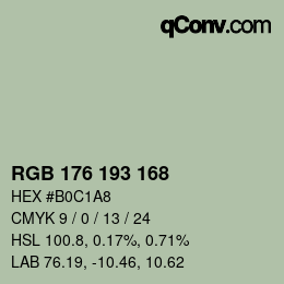 Color code: RGB 176 193 168 | qconv.com