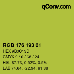 Color code: RGB 176 193 61 | qconv.com