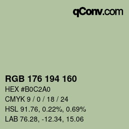 Código de color: RGB 176 194 160 | qconv.com