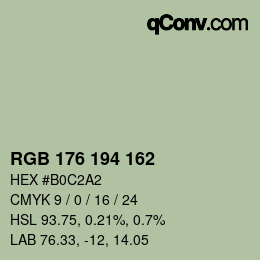 カラーコード: RGB 176 194 162 | qconv.com