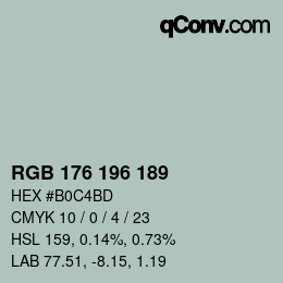 Color code: RGB 176 196 189 | qconv.com