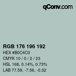 Código de color: RGB 176 196 192 | qconv.com