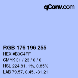 Color code: RGB 176 196 255 | qconv.com