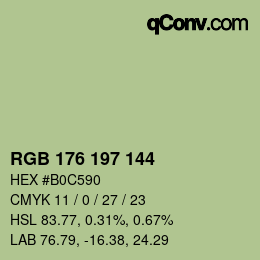 Color code: RGB 176 197 144 | qconv.com