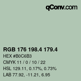 カラーコード: RGB 176 198.4 179.4 | qconv.com