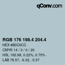 カラーコード: RGB 176 198.4 204.4 | qconv.com