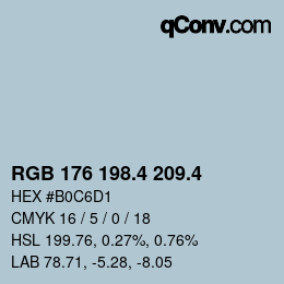 カラーコード: RGB 176 198.4 209.4 | qconv.com