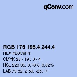 カラーコード: RGB 176 198.4 244.4 | qconv.com