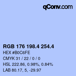 カラーコード: RGB 176 198.4 254.4 | qconv.com