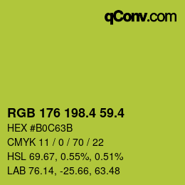 カラーコード: RGB 176 198.4 59.4 | qconv.com