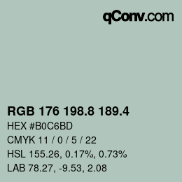 カラーコード: RGB 176 198.8 189.4 | qconv.com