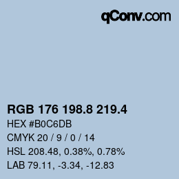 カラーコード: RGB 176 198.8 219.4 | qconv.com
