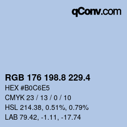 カラーコード: RGB 176 198.8 229.4 | qconv.com