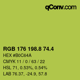 カラーコード: RGB 176 198.8 74.4 | qconv.com