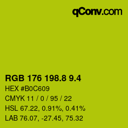 カラーコード: RGB 176 198.8 9.4 | qconv.com