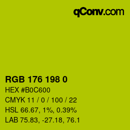 Color code: RGB 176 198 0 | qconv.com