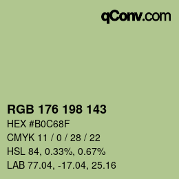 Color code: RGB 176 198 143 | qconv.com