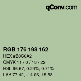 Color code: RGB 176 198 162 | qconv.com