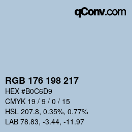 Color code: RGB 176 198 217 | qconv.com