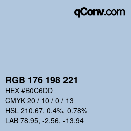 颜色代码: RGB 176 198 221 | qconv.com