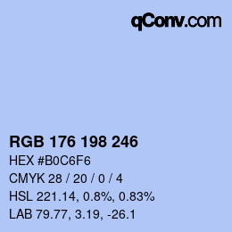 Color code: RGB 176 198 246 | qconv.com