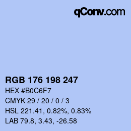 Color code: RGB 176 198 247 | qconv.com