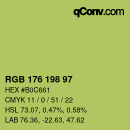 Color code: RGB 176 198 97 | qconv.com