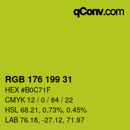 Color code: RGB 176 199 31 | qconv.com