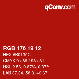カラーコード: RGB 176 19 12 | qconv.com