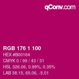 Color code: RGB 176 1 100 | qconv.com