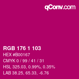 Farbcode: RGB 176 1 103 | qconv.com