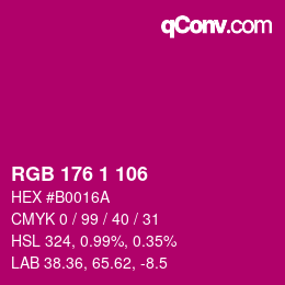 Color code: RGB 176 1 106 | qconv.com